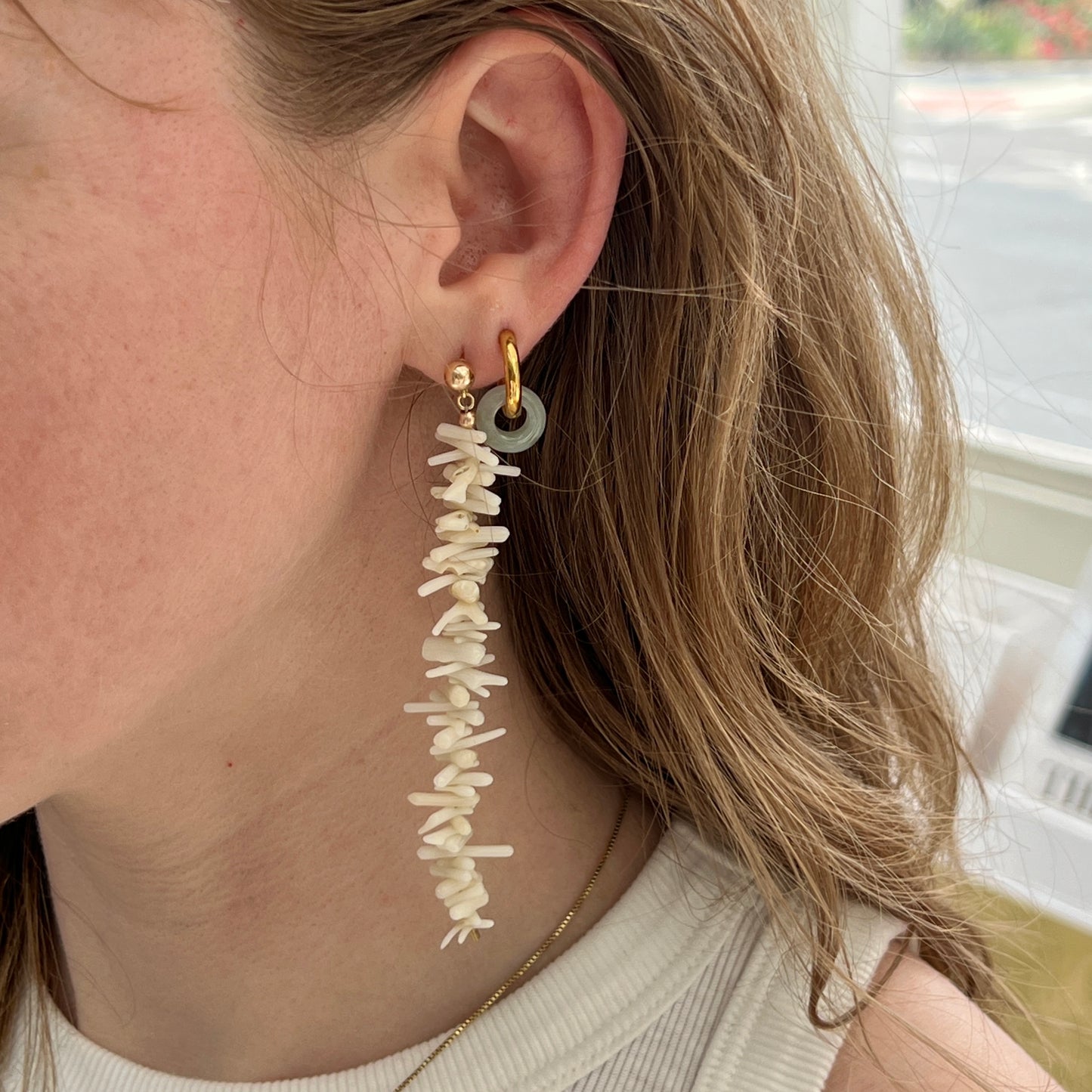 White Coral Drop Studs