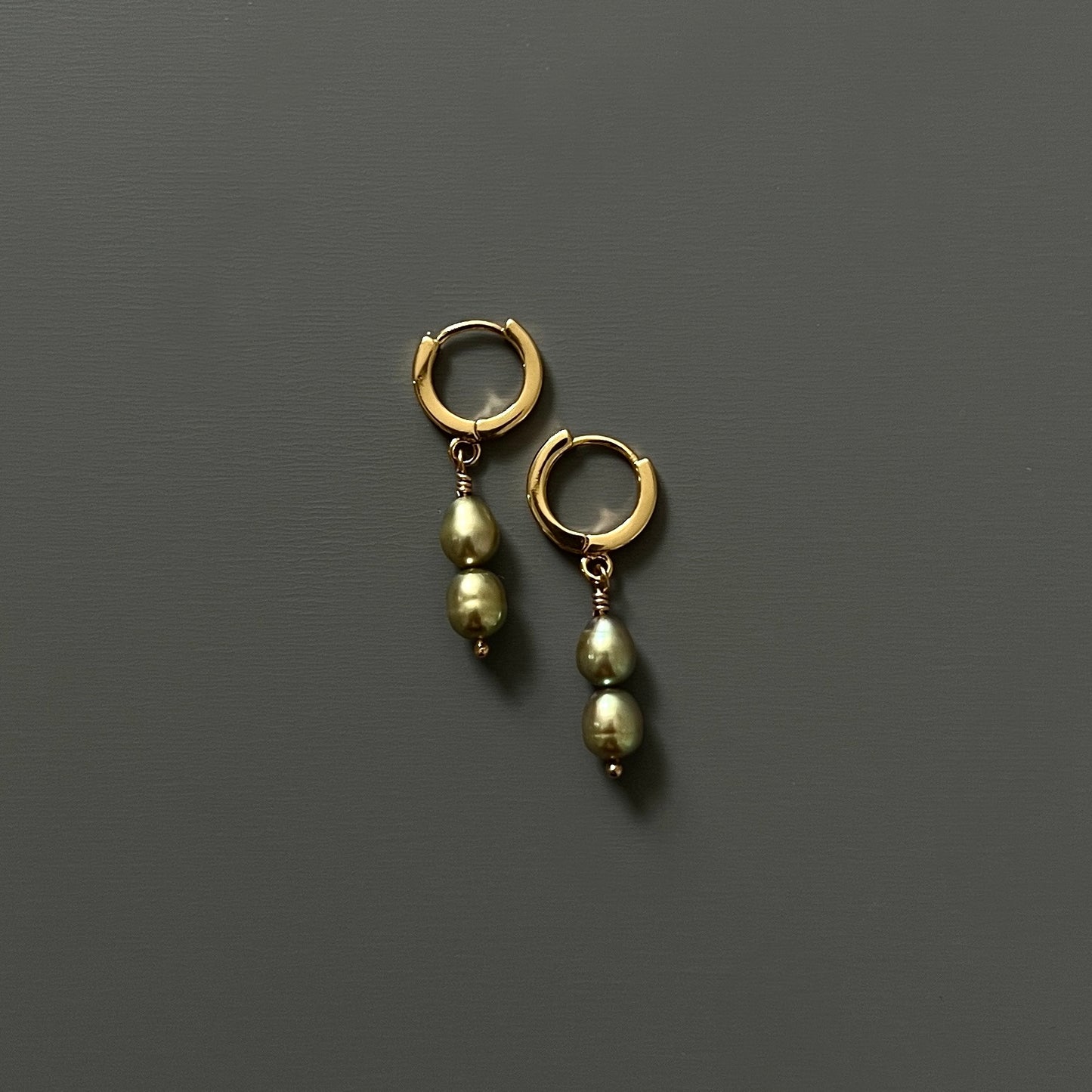 Olive Pearl Hoops