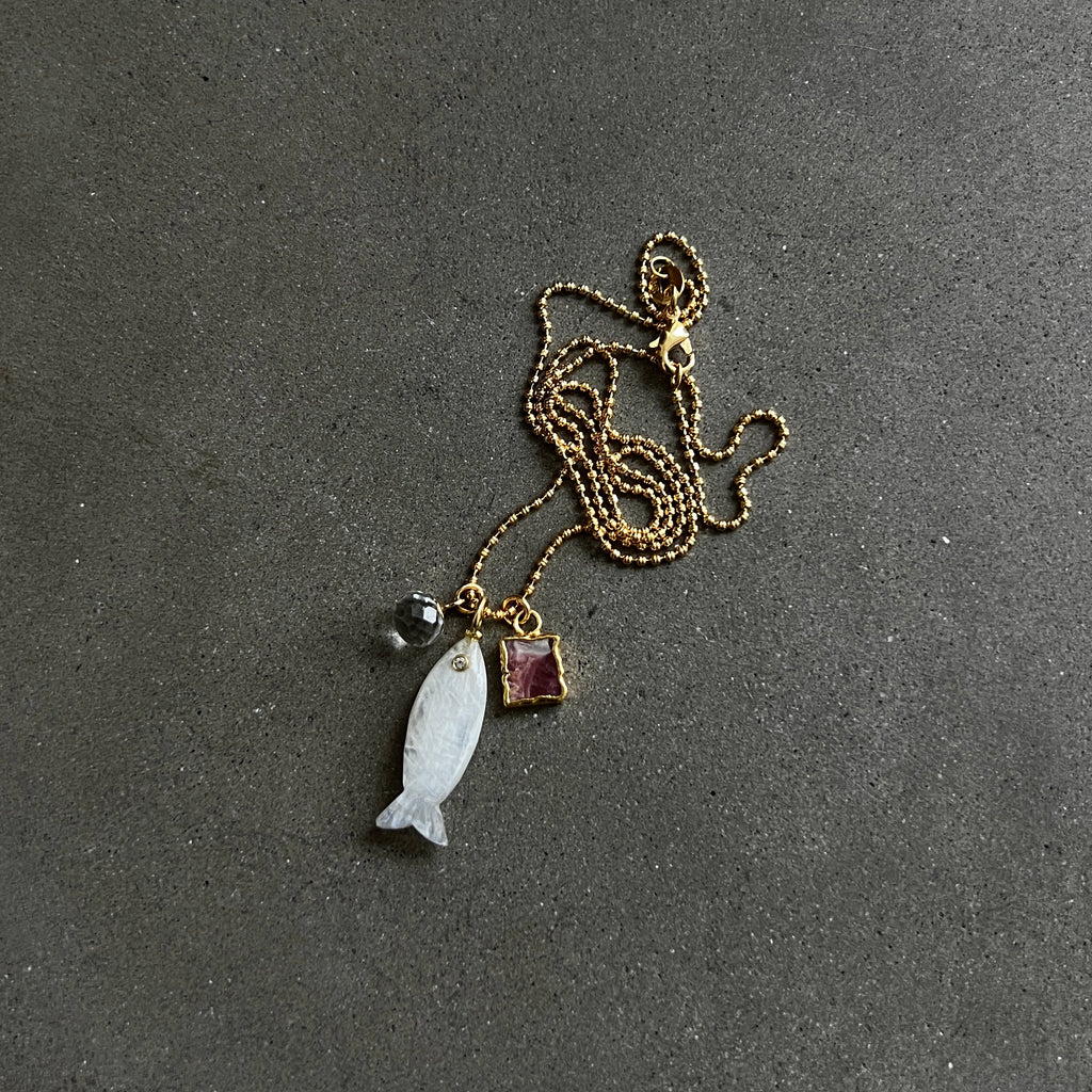 Luna Moonstone Fish Necklace