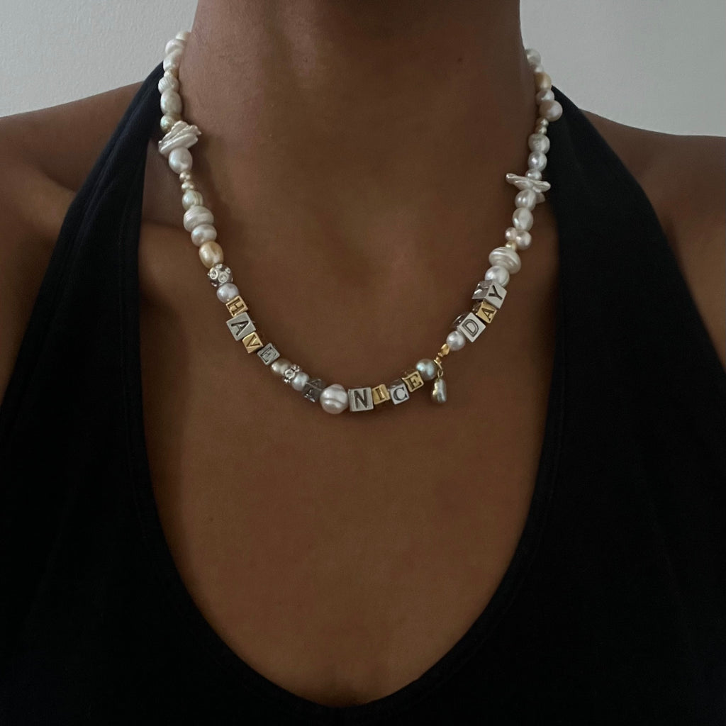 “Have A Nice Day” Pearl Necklace